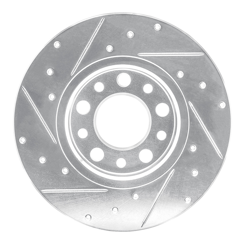Alfa Romeo Tonale Brake Rotor (1) - Rear Right - R1 Concepts - Drilled & Slotted - Silver - `15-`25